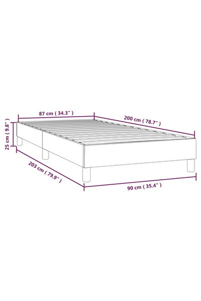 vidaxl Box Spring Bed Frame Dark Grey 90x200 cm Fabric