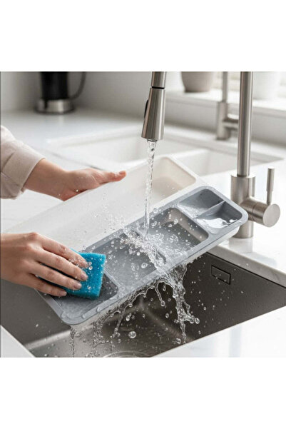 Köken Cutlery organizer for drawer, 6 compartments, drawer cutlery holder 28 x 39.5 x 5 cm, Plastic,Grey