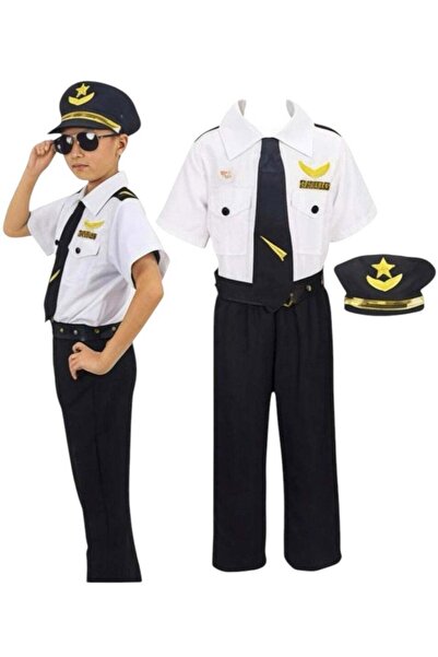 Toybox Airline Pilot Uniform Costume Set with Cap - Small (90-110 cm) for 3-5 Years
