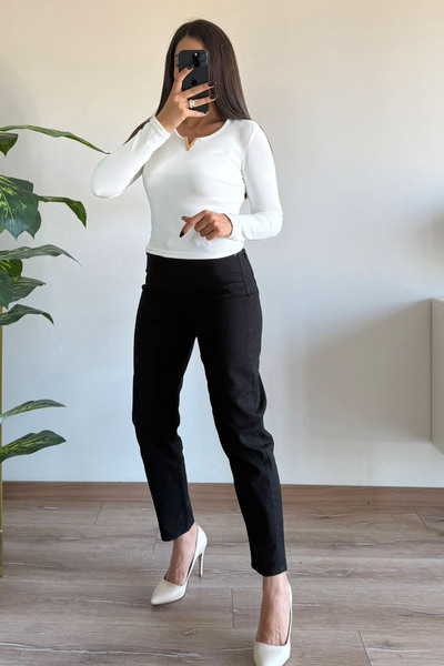 CİDDE Women's Collar Metal Ottoman Fabric Body Blouse