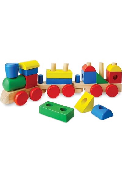 Melissa & Doug Wooden Stacking Train - 18-Piece Wooden Train Set for Toddlers Ages 2+
