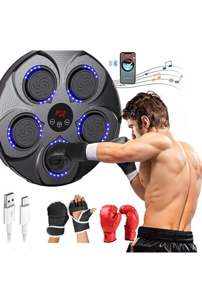 Generic Music Boxing Machine w/ 2 Pairs Gloves, Wall-Mounted Smart Bluetooth Trainer