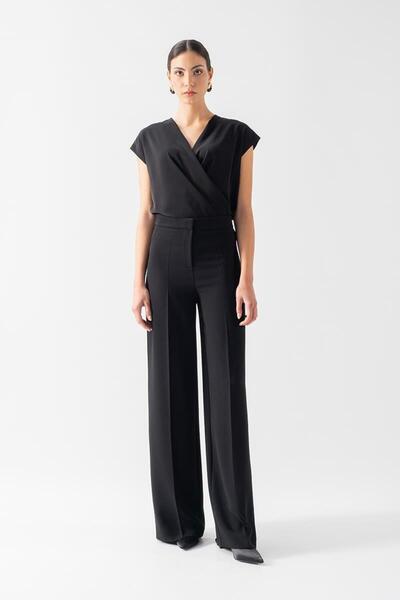 Spazio Diamante Rahat Kesim Bol Paça Pantolon SİYAH