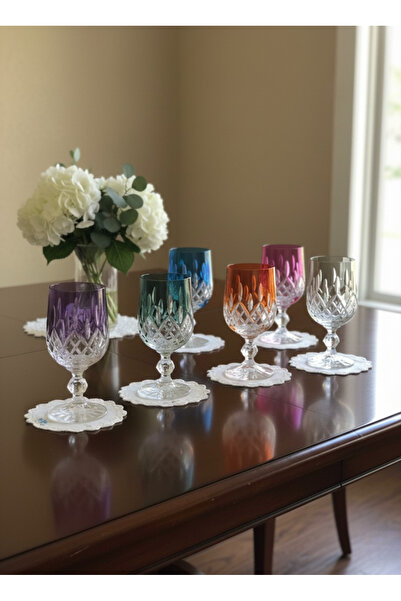 Elista Bohemia Crystal Coffee Side Water Glass Lustreli Decorated 130 Cc 6 Pieces