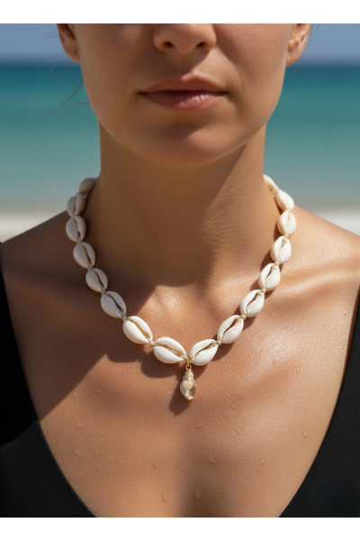 SOFT Doğal Deniz Kabuğu Kolye Altın Kaplama Conch Shell Büyük Kabuk Uçlu Kolye