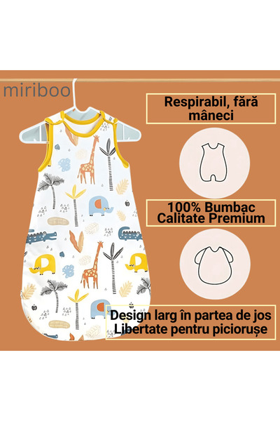Miriboo Sleeping Bag for Babies and Children, 6-12 months, Winter, 1.5 TOG, 100% Cotton, Temperature Indicator