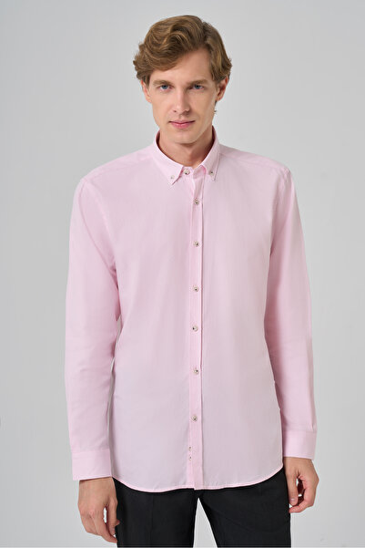 Morven Men's Pink Regular Fit Buttoned Collar Shirt