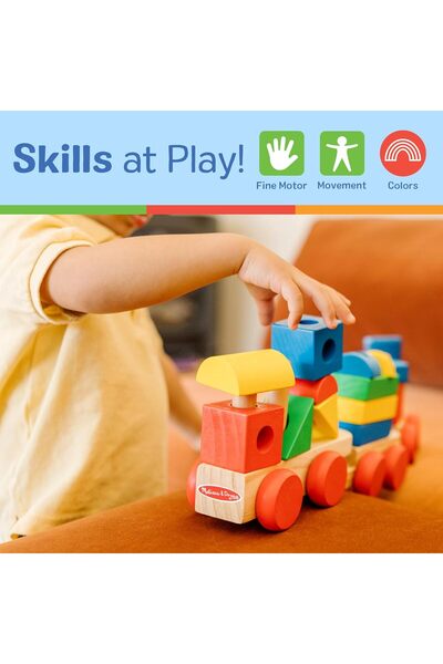 Melissa & Doug Wooden Stacking Train - 18-Piece Wooden Train Set for Toddlers Ages 2+