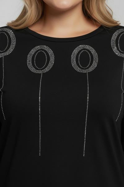 Mivoon Γυναικεία μπλούζα με μακρύ μανίκι με λεπτομέρεια από πέτρα, ελαστική μπλούζα