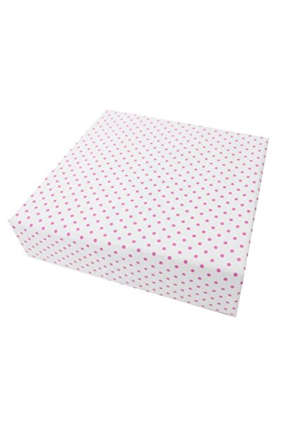 PRICHINDEL cearșaf cu elastic, pătuț 120x60 cm, alb cu buline roz