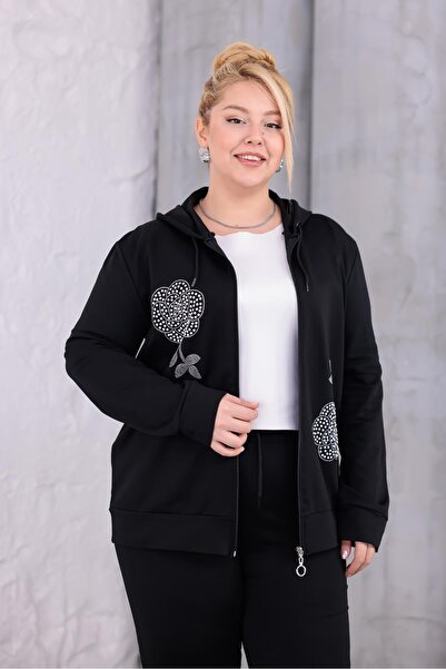 Siyezen Plus Size Pearl Stone Detailed Suit