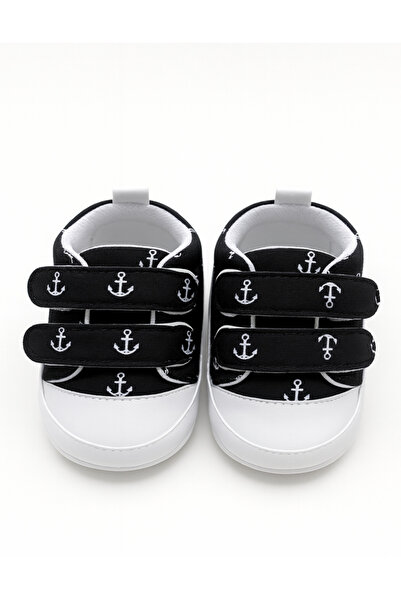 Kiçi حذاء فيرست ستيب بنمط الكابا الأسود، نعل مريح، فيرست ستيب