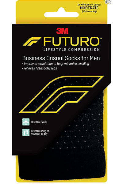 FUTURO Business Casual Socks for Men - Moderate Compression (15-20 mmHg) - Black