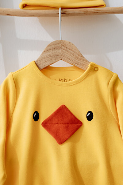 Lilabio 100% Cotton Chick Costume Bodysuit & Hat Set – Unisex Baby Gift Set