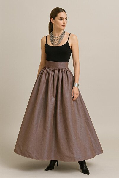 ALYEL NAKER High Waist & Full Circle Opening Maxi Taffeta Skirt