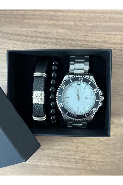 Gerçek Hediyelik Erkek Kol Saati Ve Bileklik Set - Çelik Kordon, Diver Kasa, ...