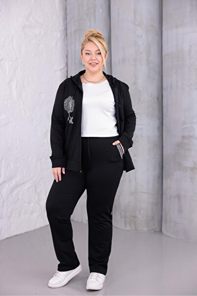 Siyezen Plus Size Pearl Stone Detailed Suit