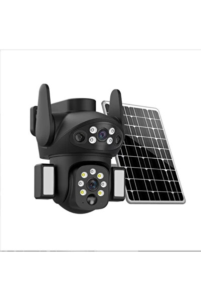 OEK Cameră de supraveghere solară 4G cu obiectiv dublu, 8MP (4K), PTZ, 355°