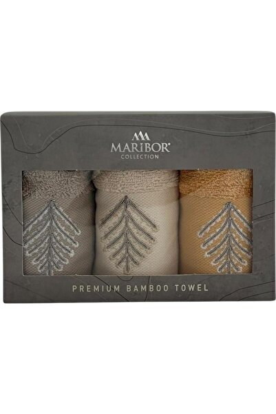 MARİBOR YAPRAK2-NAKIŞLI BAMBU MUTFAK HAVLUSU 30X50 3'lü