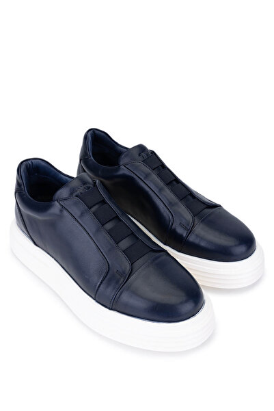 Tamer Tanca Men's Genuine Leather Navy Blue Sneakers & Sports Shoes