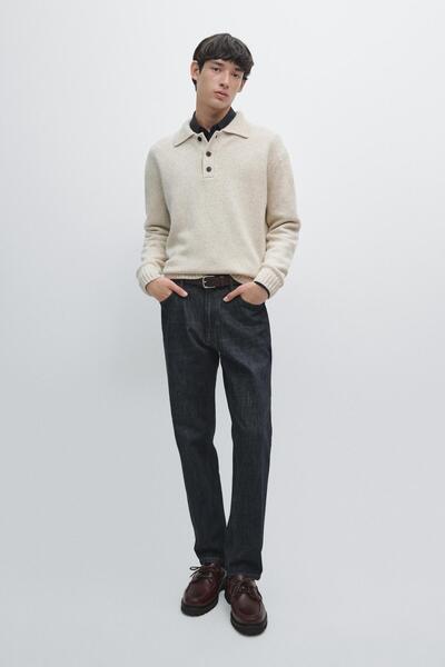 Massimo Dutti %100 yün triko polo yaka kazak