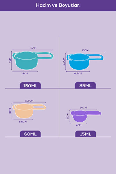 Vienev 4-Piece Colorful Measuring Spoon Set Multi-Colored (15-60-85-150 ml) |   Kitchen Measuring Set