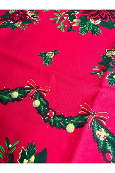 Blusmart Christmas Tablecloth – Red with Santa Claus & Christmas Tree Garland, 180 × 150 cm