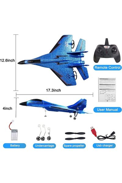 Generic AYEBIA 2.4GHz 2CH Remote Control Airplane RC Glider EPP Foam with LED Light (Blue)