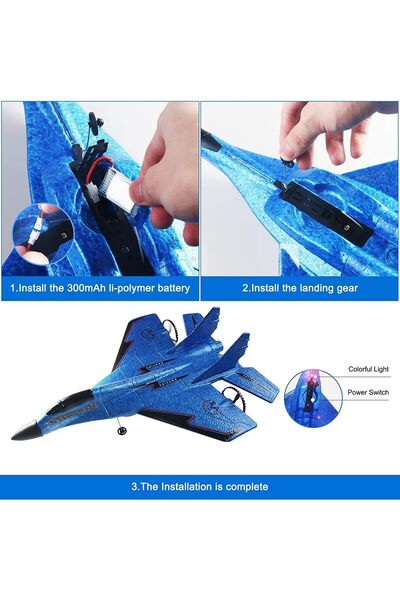 Generic AYEBIA 2.4GHz 2CH Remote Control Airplane RC Glider EPP Foam with LED Light (Blue)