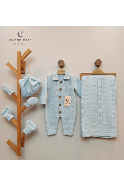 countrymoon.baby Bebek 5 Li Hastane Çıkışı Seti, Triko 5 li (Bebek Hediye kız...