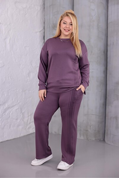 Siyezen Plus Size Modal Suit with Side Ties