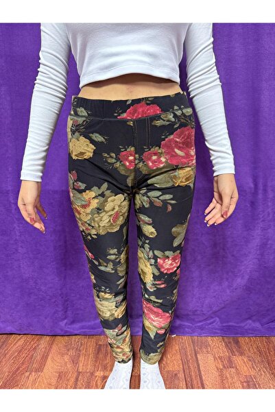 Misslina ÇİÇEK DESENLİ İÇİ POLARLI TAYT PANTOLON (31)