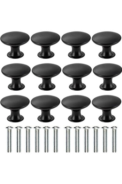genernic abcGoodefg 12 قطعة من مقابض الأبواب العتيقة السوداء مقاس 30 مم من ال...