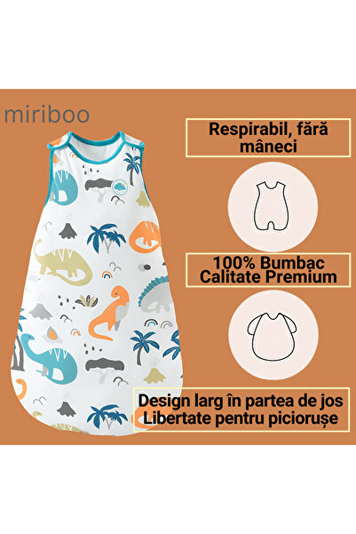 Miriboo Sleeping Bag for Babies and Children, 6-12 months, Winter, 1.5 TOG, 100% Cotton, Temperature Indicator