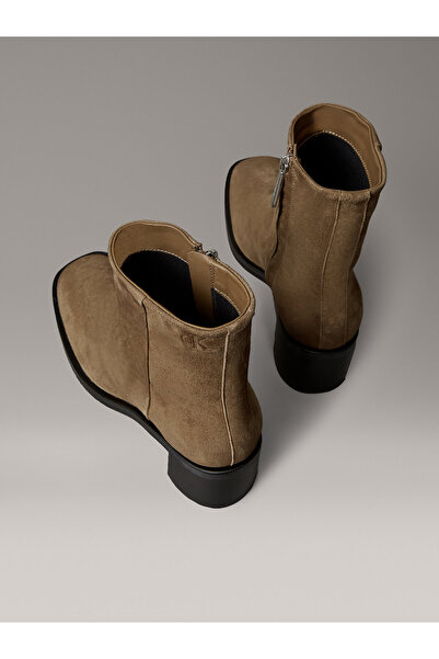 Calvin Klein Suede Square Toe Zip Ankle Boots
