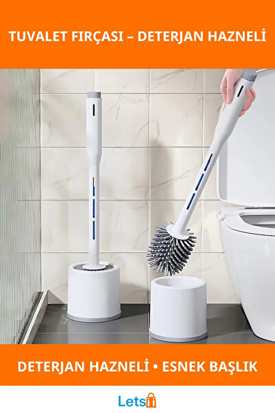 Letsii فرشاة تواليت من السيليكون مع حاوية للمنظفات لسهولة التنظيف