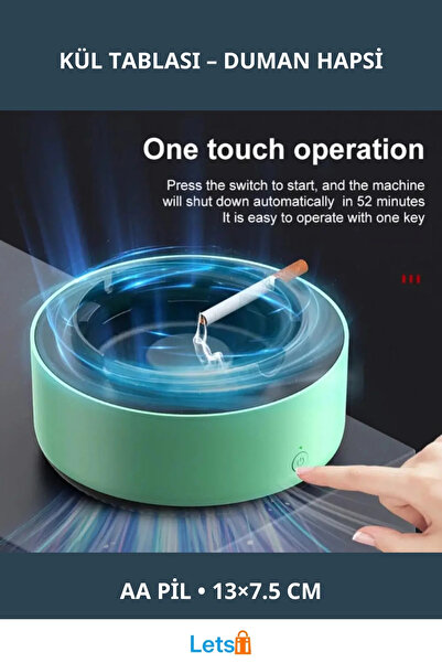 Letsii Dumanı İçine Çeken Şık Kül Tablası Yıkanabilir ve Pille Çalışan