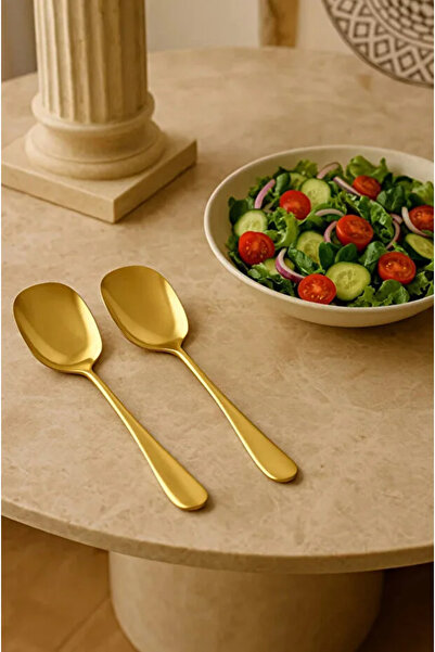 HB LİFE 2'li Lüks Gold Servis Kaşığı Seti | Paslanmaz Çelik Sofra Sunum ve Çe...
