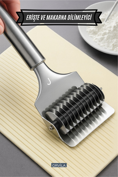Orvila Noodle and Pasta Slicer - Stainless Steel - Practical Dough Cutting Attachment - 9 Blades
