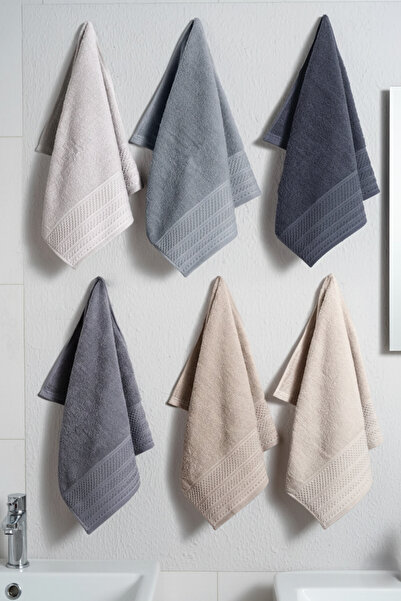 VİENNA Set of 6 Cotton 50X90 cm Soft & Absorbent Hand and Face Towels