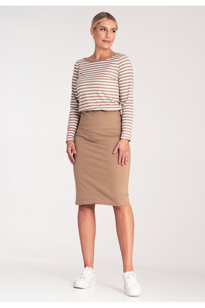 Figl Two-tone dress - striped dress - beige dress M1057 size L