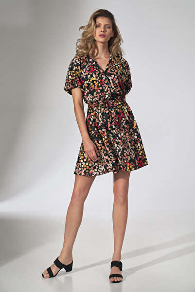 Figl Summer dress with Printed and short sleeves - Zipper dress M739 size XL