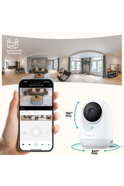 +360 Botslab 2C Pro Smart Camera SET - 3K / Tek Tuşla Sesli Arama / 360 Akıllı Güvenlik Kamerası - C222