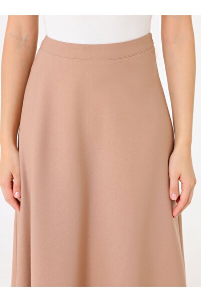 Refka Gabardine Fabric A-Line Classic Skirt - Mink -
