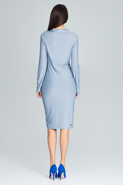 Figl Elegant gray dress with long sleeves and high collar - M603 size M