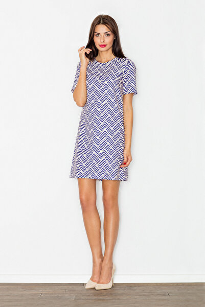 Figl Minimalist dress with geometric pattern for everyday wear - M519 size XL
