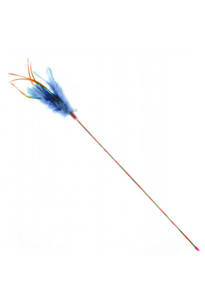 Record Cat toy - Feather wand - Blue
