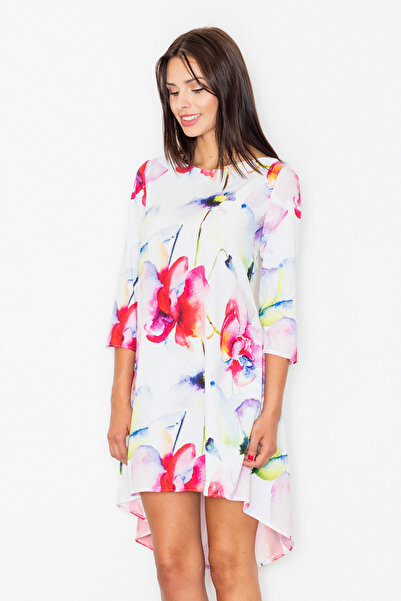 Figl Asymmetrical dress with Printed and 3/4 sleeves - M497 size M