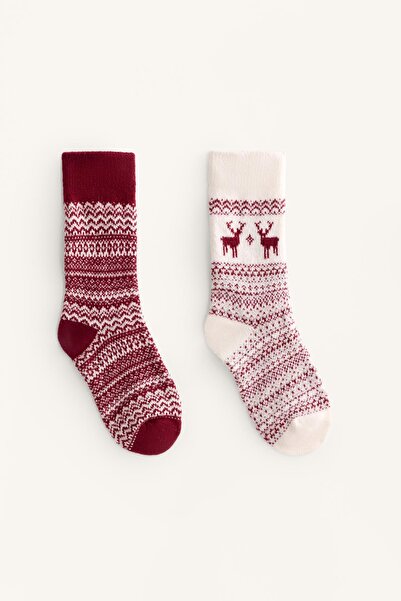 Oysho 2 çift klasik jakarlı çorap