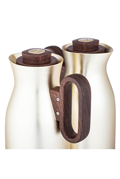 LALOZA ✨ Luxury 2-piece thermos set – matte silver finish with wooden handle | For tea and coffee (1 liter) ✨